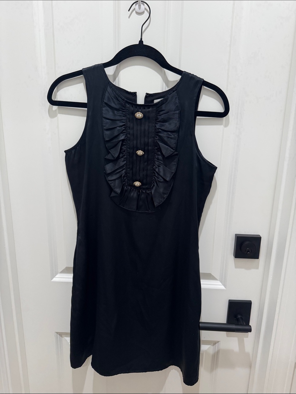 Sleeveless Black Ruffle Mini Dress
